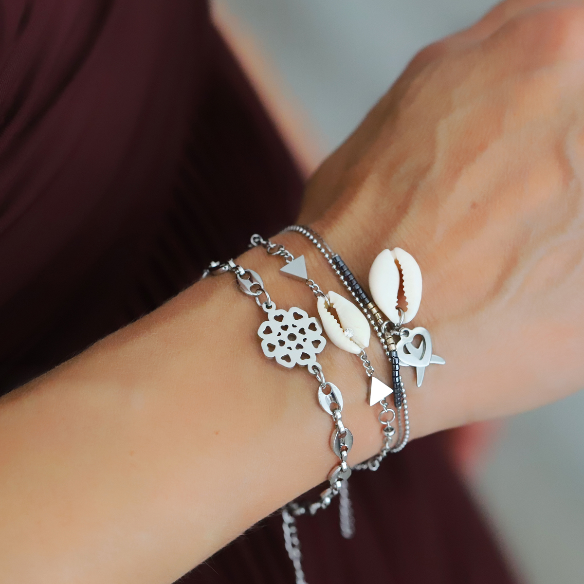 fijne schelp armbandjes van staal