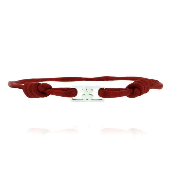 klavertje vier geluksarmbandje staal zilver burgundy rood