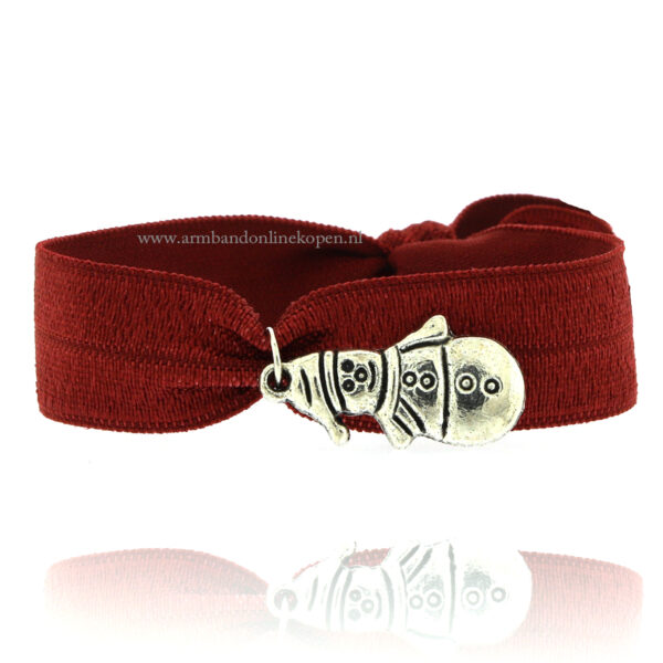 Sneeuwpop Armbandje Bordeaux zilver