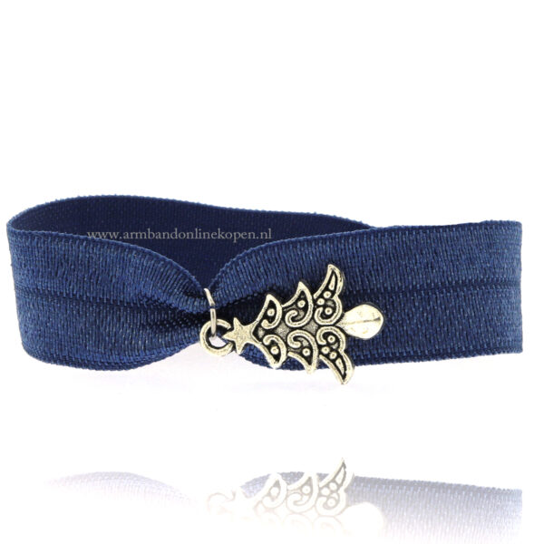 kerstboom armbandje licht navy zilver