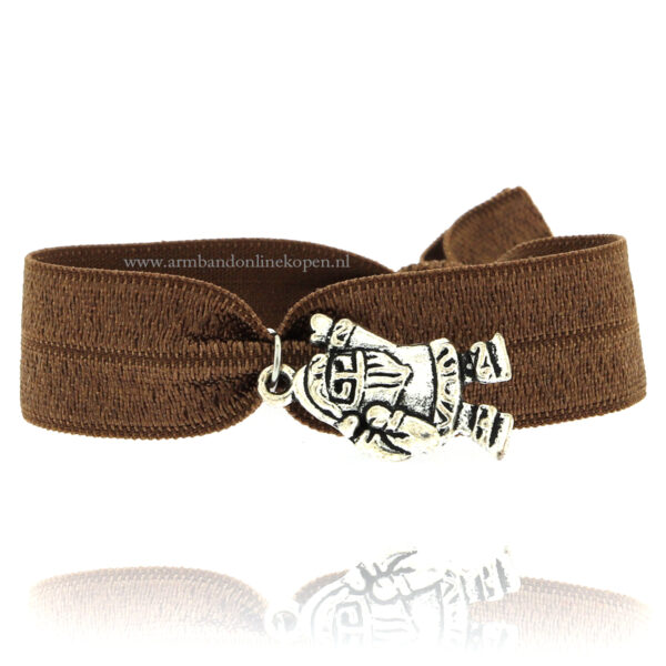 kerstman armbandje espresso zilver