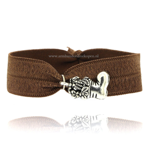 kerstsok armbandje espresso zilver